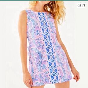 Lilly Pulitzer girls mini Donna romper set coastal blue maybe gator NWT XL 12-14